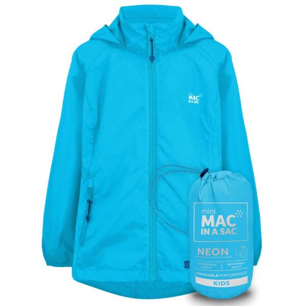 MAC IN A SAC WATERPROOF JACKET FOR KIDS NEON BLUE